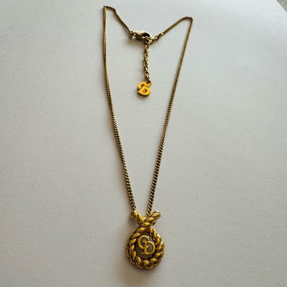 Vintage Christian Dior CD Gold Plated Necklace Authentic